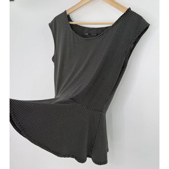 Maurices Black & White Polka Dot Peplum Peekaboo Back Blouse Sz L Preppy‎ Event - Picture 3 of 8
